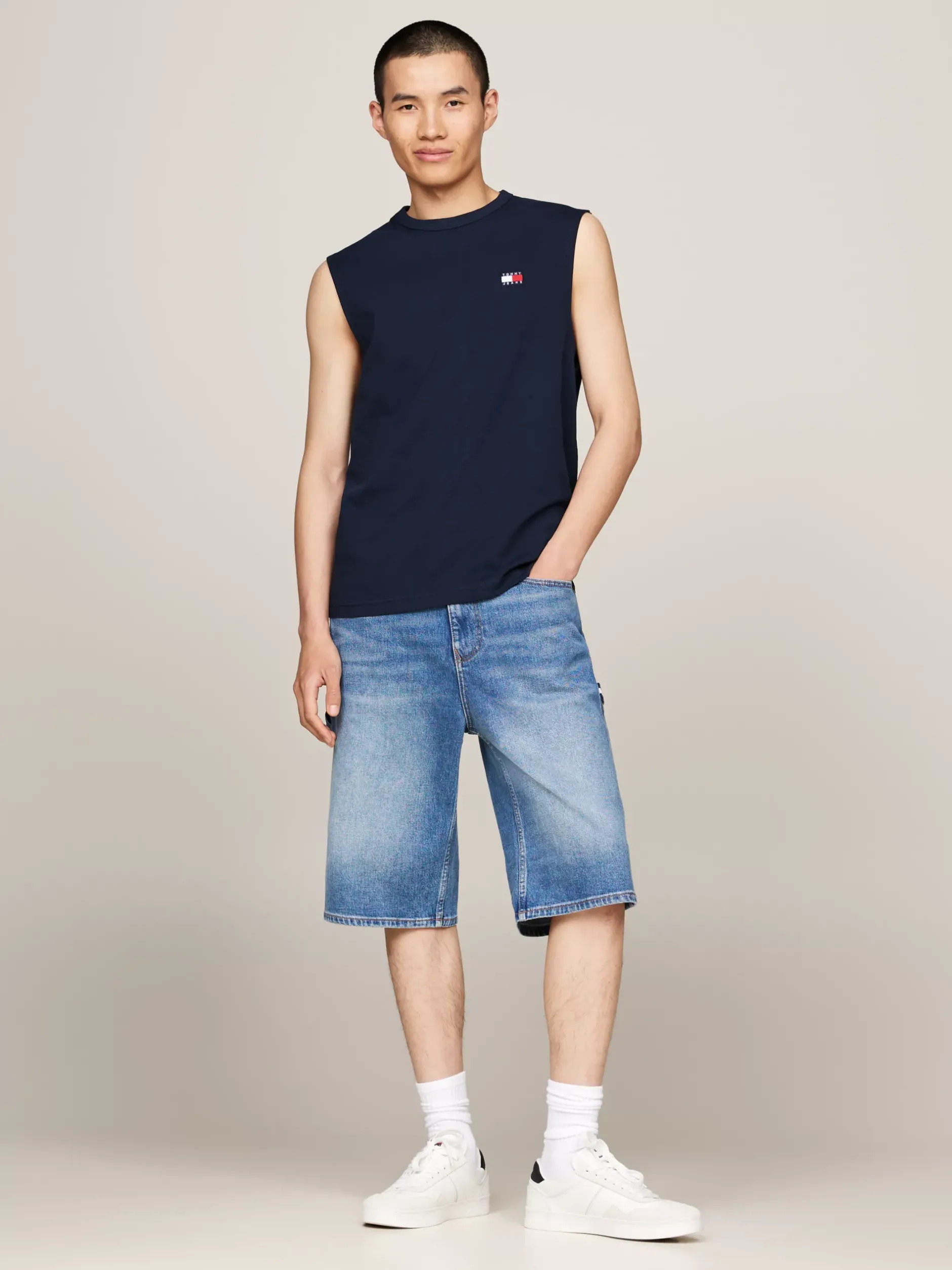 T-Shirty*Tommy Hilfiger Top Bez Rękawów Z Okrągłym Dekoltem DARK NIGHT NAVY