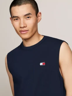 T-Shirty*Tommy Hilfiger Top Bez Rękawów Z Okrągłym Dekoltem DARK NIGHT NAVY