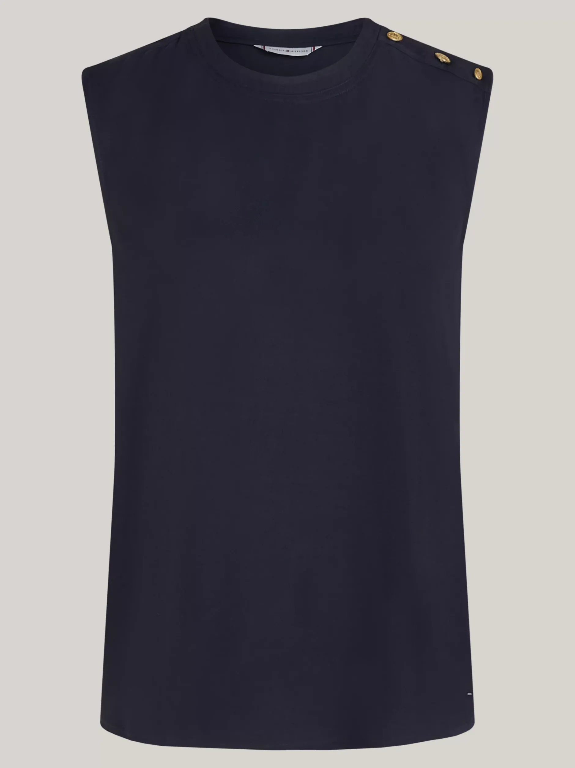 T-Shirty*Tommy Hilfiger Top Bez Rękawów Z Wytłaczanymi Guzikami DESERT SKY