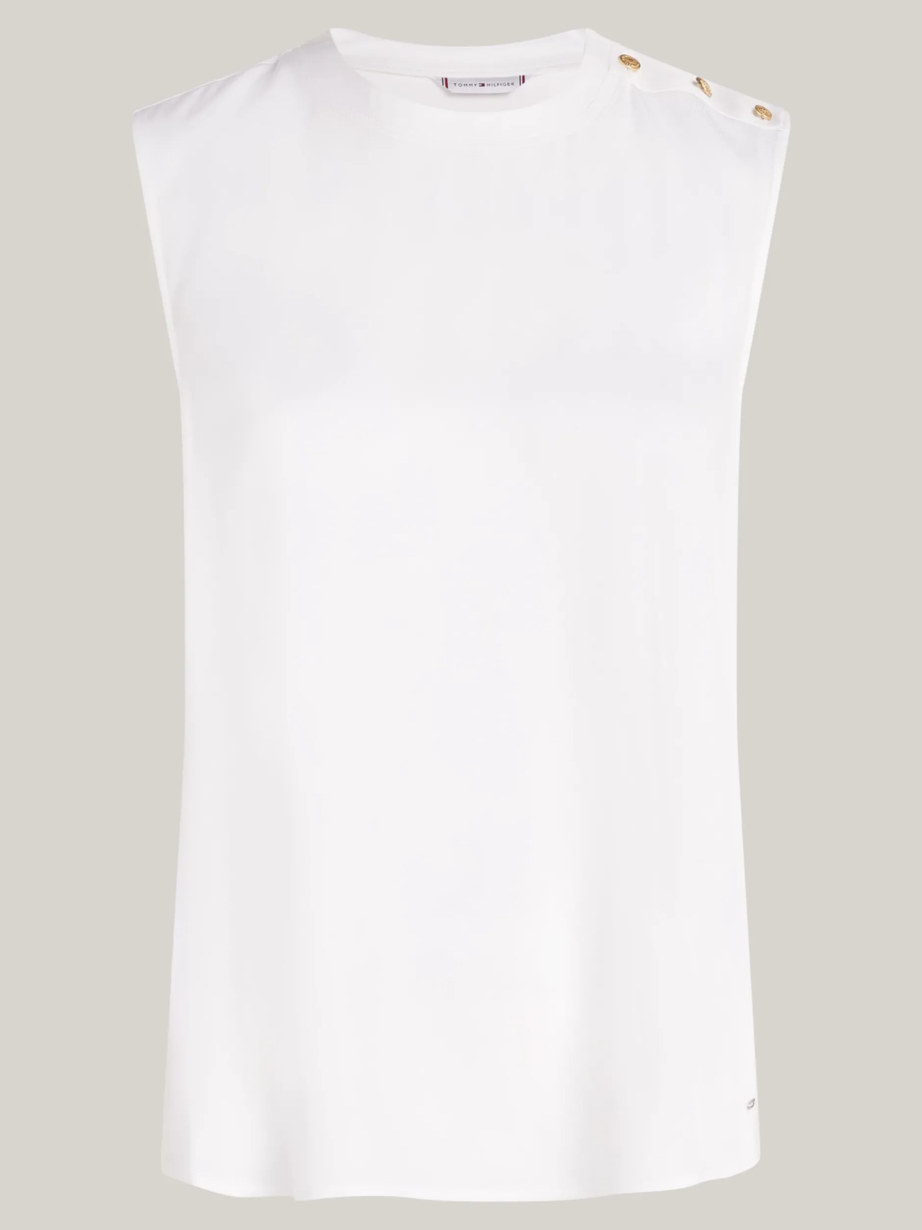 T-Shirty*Tommy Hilfiger Top Bez Rękawów Z Wytłaczanymi Guzikami ECRU