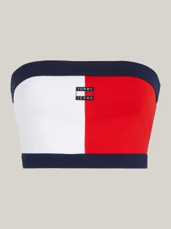 T-Shirty*Tommy Hilfiger Top O Skróconym Kroju Bez Ramiączek Z Naszywką WHITE / MULTI