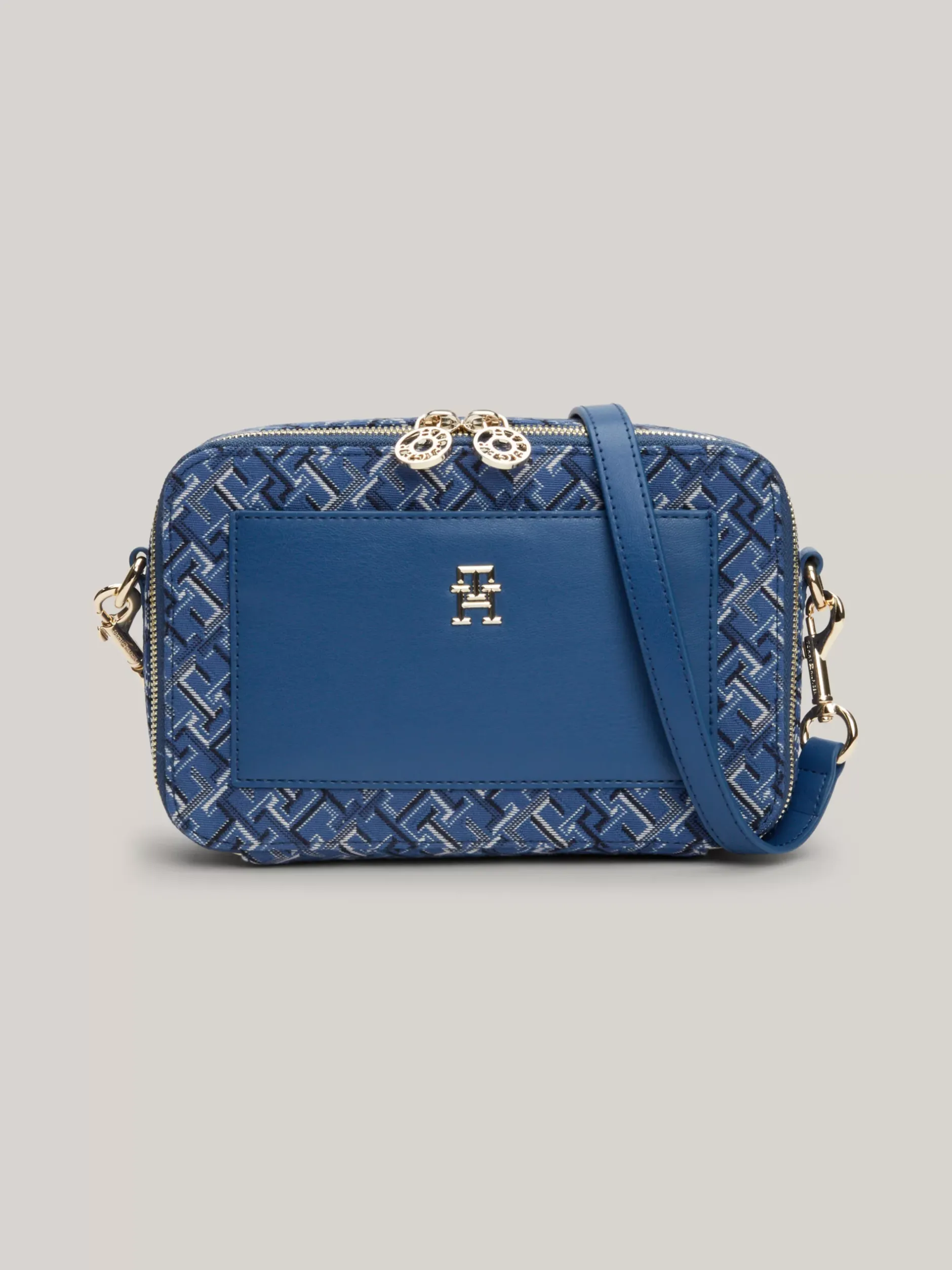 Torebki Na Pasku*Tommy Hilfiger Torba Na Aparat Z żakardowego Płótna FOSSIL BLUE MONO