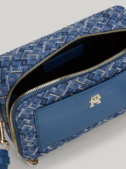 Torebki Na Pasku*Tommy Hilfiger Torba Na Aparat Z żakardowego Płótna FOSSIL BLUE MONO
