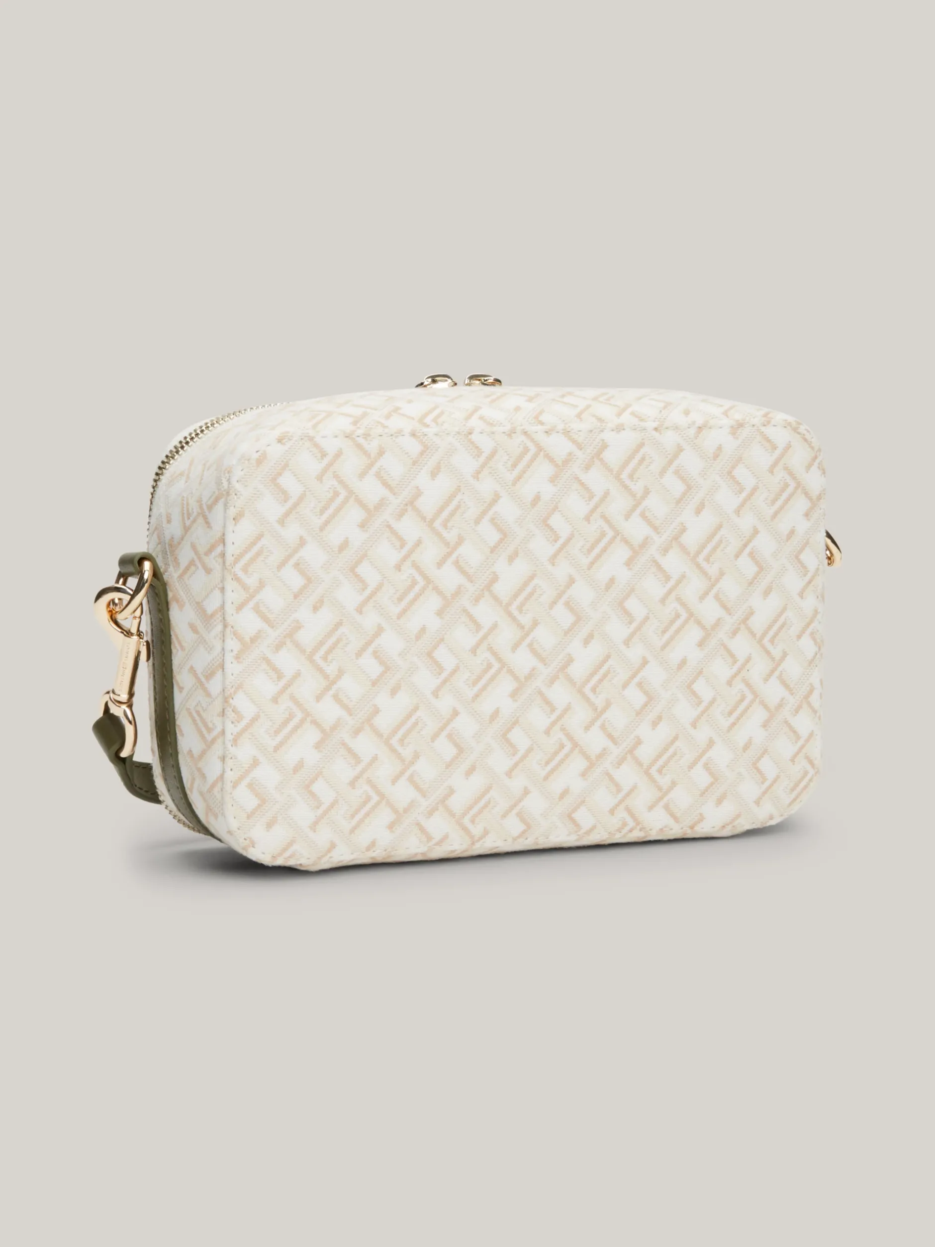 Torebki Na Pasku*Tommy Hilfiger Torba Na Aparat Z żakardowego Płótna UTILITY OLIVE/NEUTRAL MONO