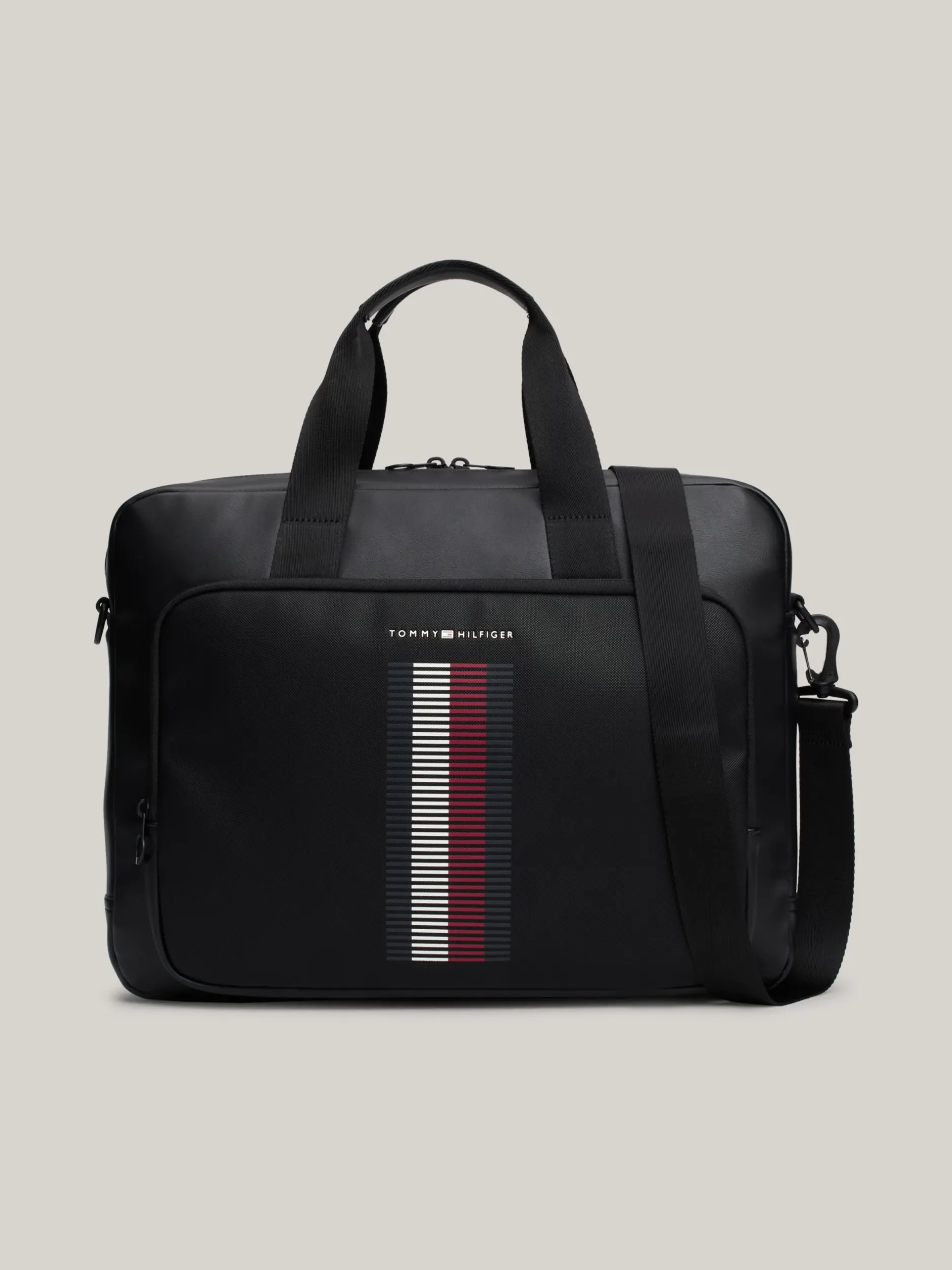 Torby Na Laptopa*Tommy Hilfiger Torba Na Laptopa Z Fakturą Piki Na Kieszonce BLACK