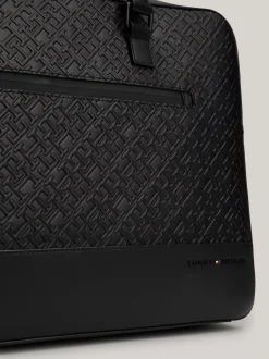 Torby Na Laptopa*Tommy Hilfiger Torba Na Laptopa Z Wytłoczonym Monogramem TH BLACK