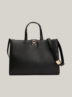 Torebki Tote*Tommy Hilfiger Torba Na Pasku Z Monogramem TH BLACK