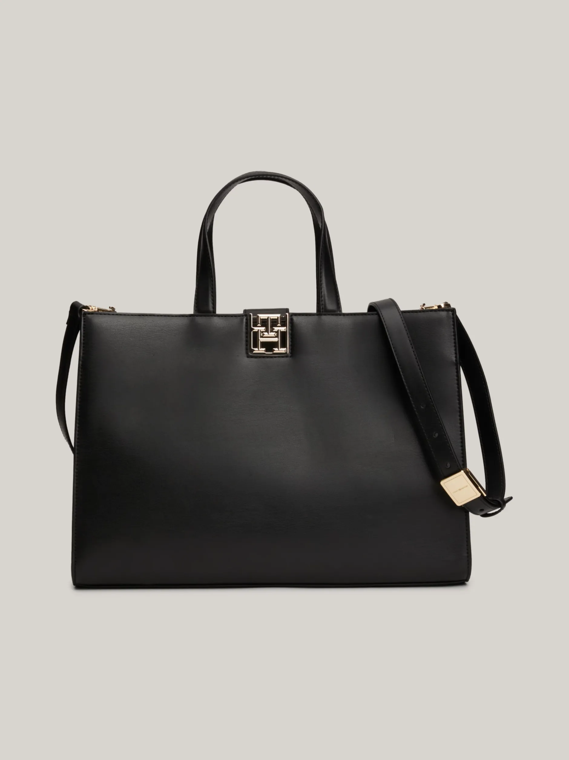 Torebki Tote*Tommy Hilfiger Torba Na Pasku Z Monogramem TH BLACK