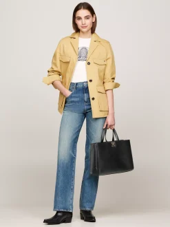 Torebki Tote*Tommy Hilfiger Torba Na Pasku Z Monogramem TH BLACK