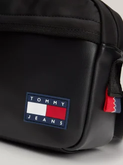 Torebki Na Pasku*Tommy Hilfiger Torba Na Ramię Z Logo Powlekanym Gumą BLACK
