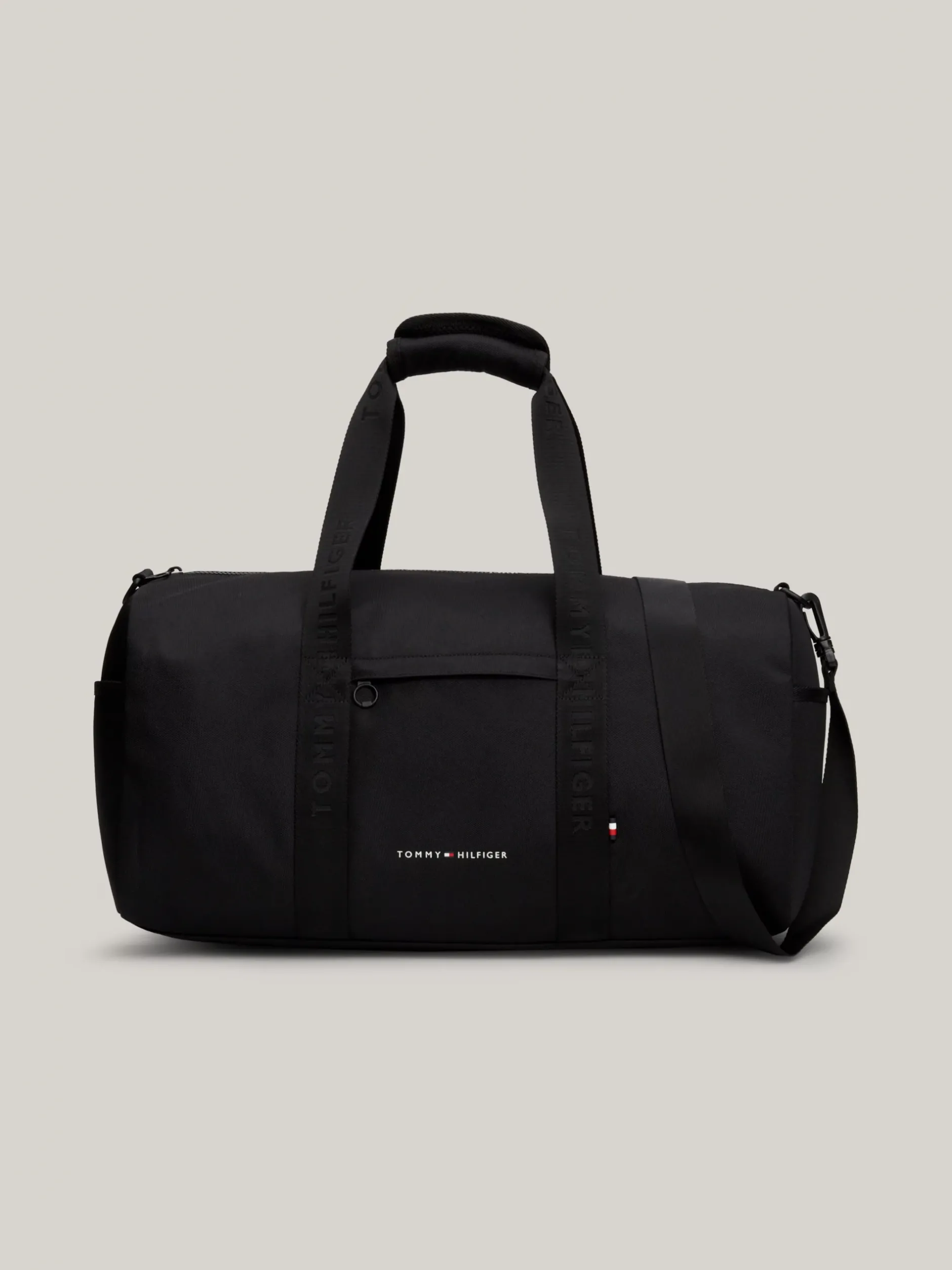 Duże Torby*Tommy Hilfiger Torba Podręczna Z Powtórzonym Logo Na Pasku BLACK