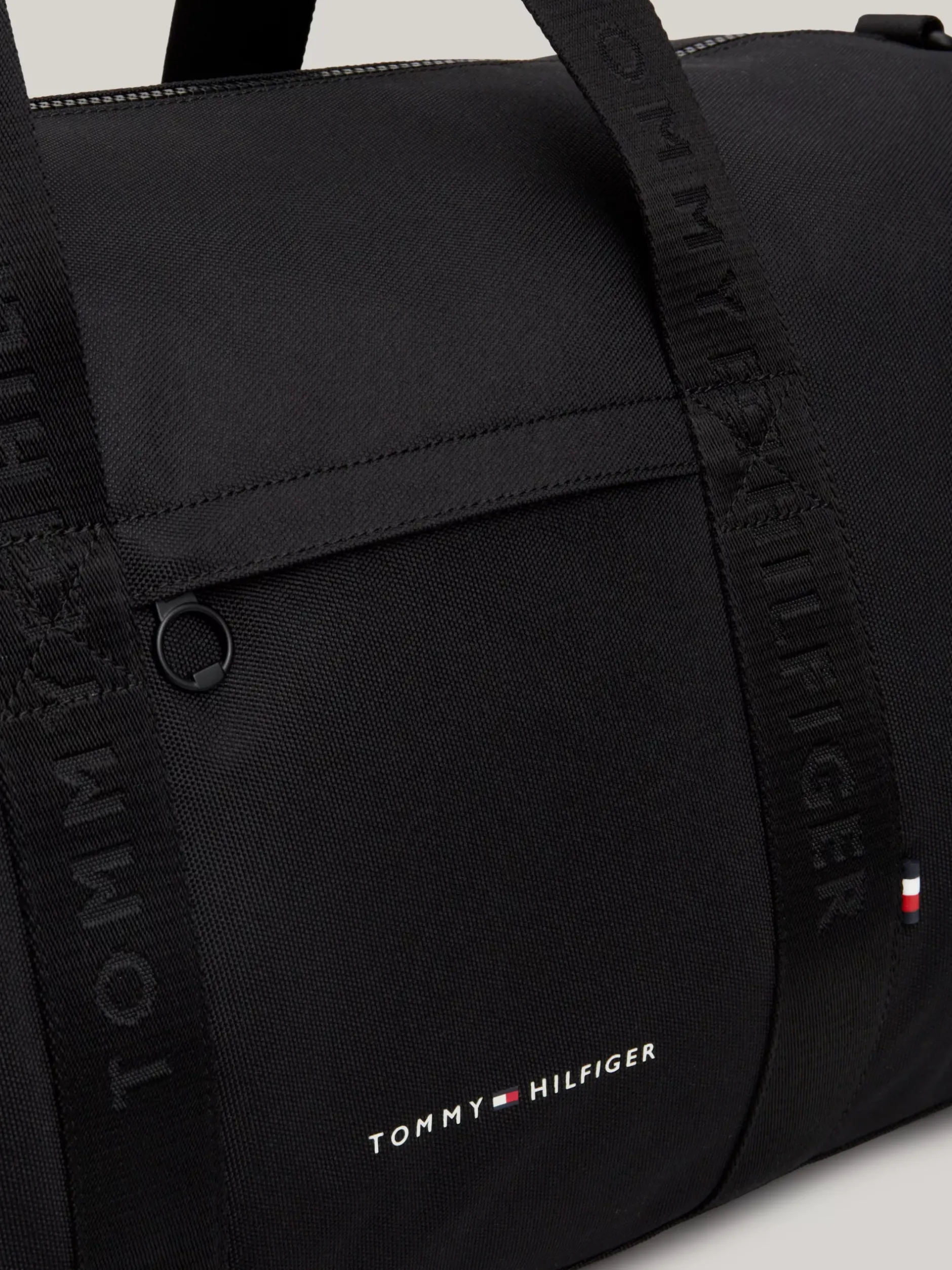 Duże Torby*Tommy Hilfiger Torba Podręczna Z Powtórzonym Logo Na Pasku BLACK
