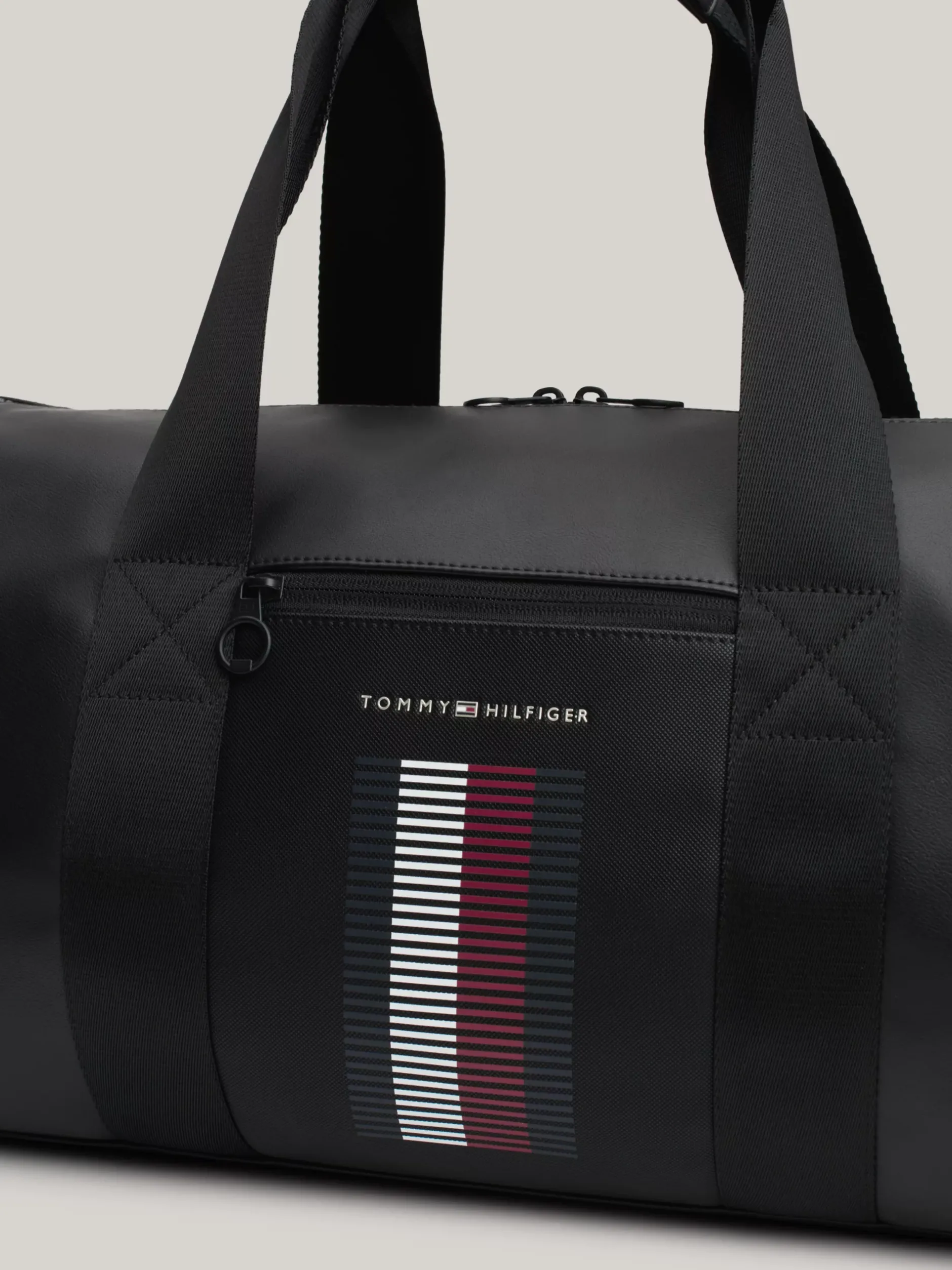 Duże Torby*Tommy Hilfiger Torba Sportowa Z Fakturą Piki Na Kieszonce BLACK