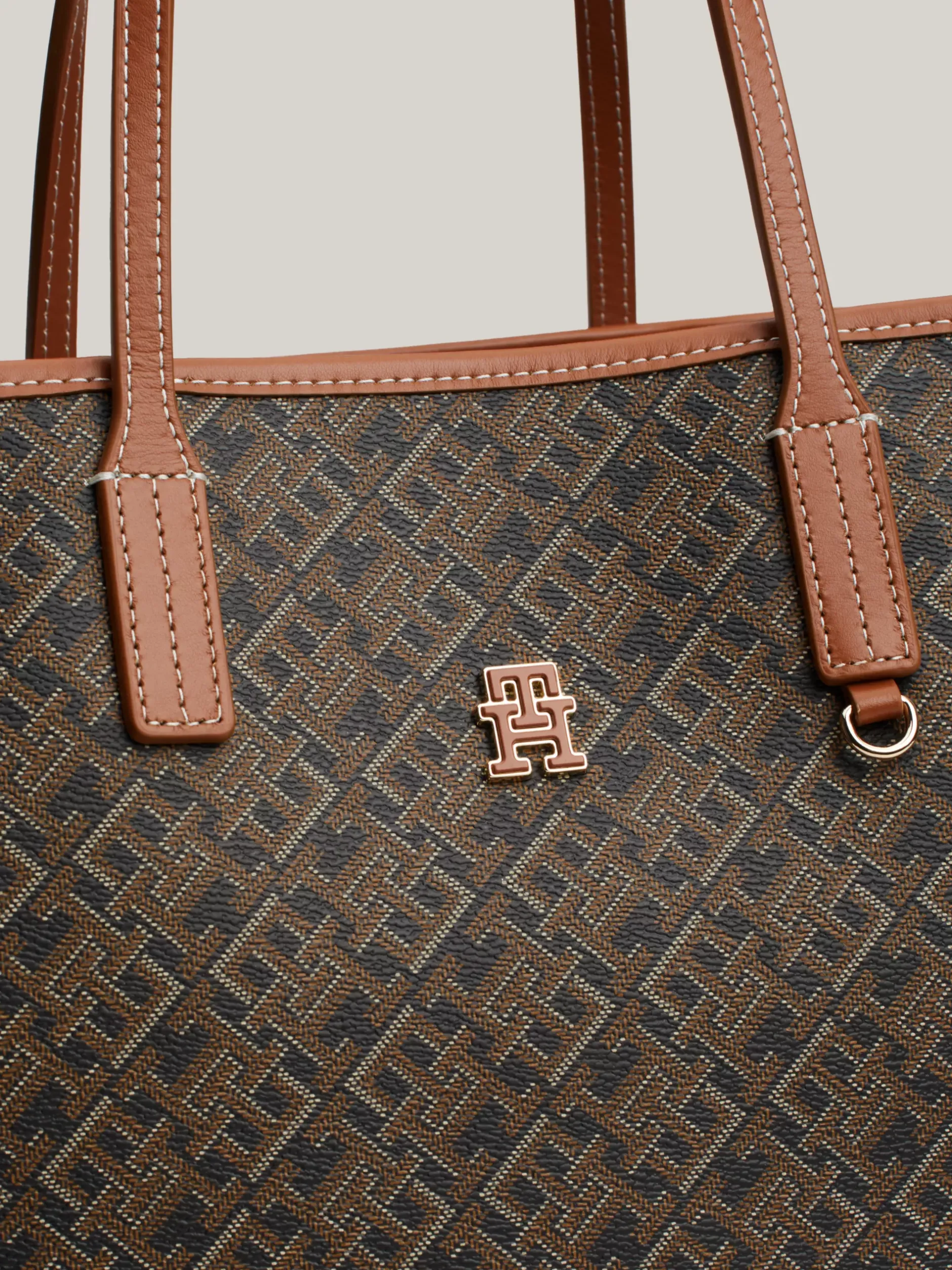 Torebki Tote*Tommy Hilfiger Torba TH Monoplay Z Przegrodą Na Laptopa BLACK / TAN MIX