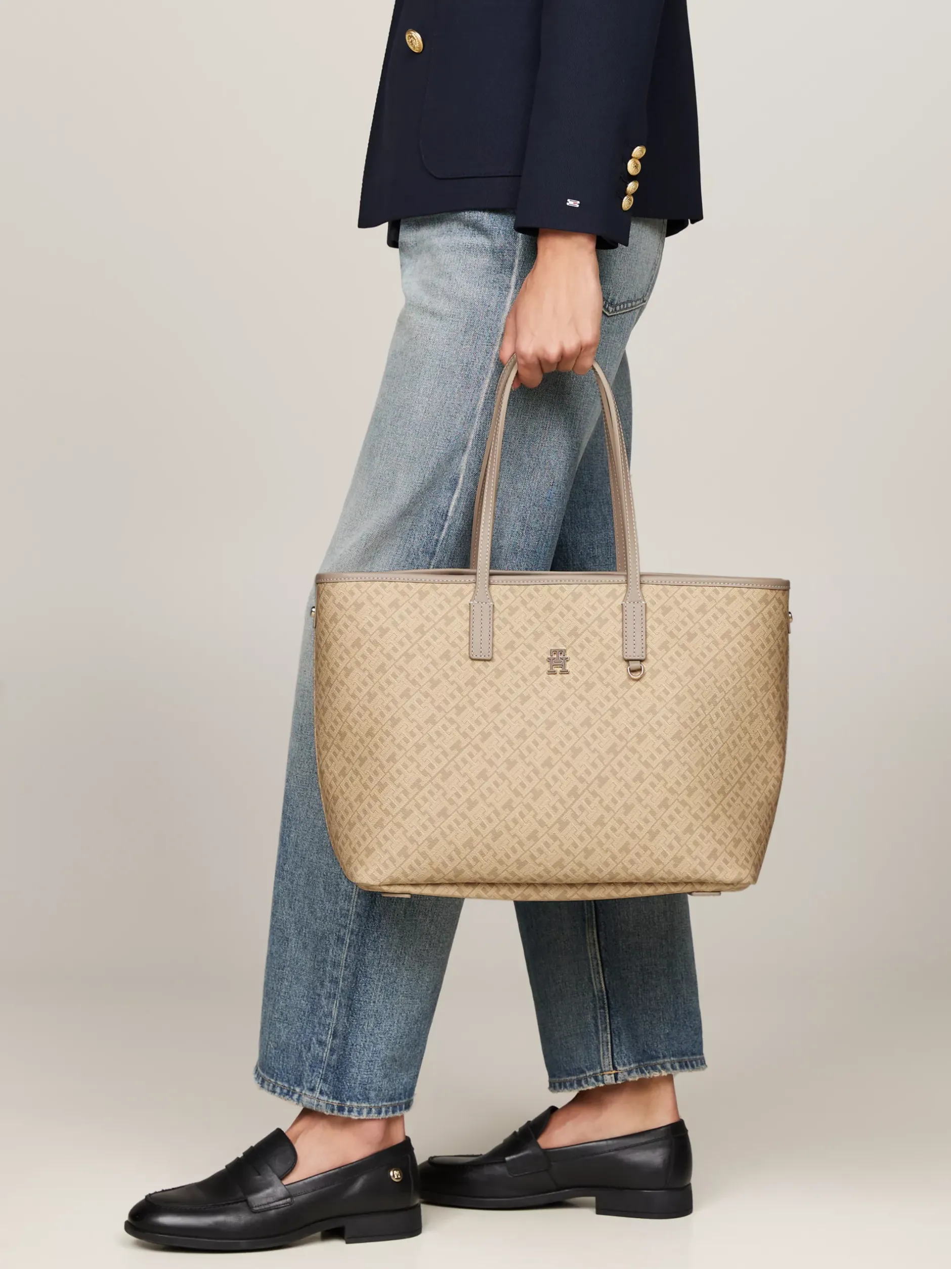 Torebki Tote*Tommy Hilfiger Torba TH Monoplay Z Przegrodą Na Laptopa BEIGE