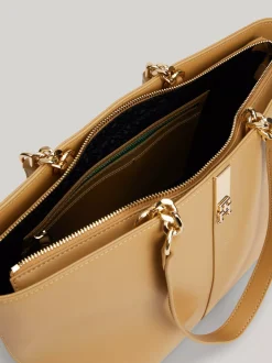 Torebki Tote*Tommy Hilfiger Torba Typu Tote Heritage Z łańcuszkiem CLASSIC KHAKI