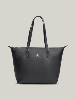 Torebki Tote*Tommy Hilfiger Torba Typu Tote Z Plakietką Z Monogramem TH BLACK