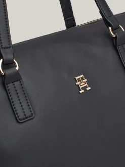 Torebki Tote*Tommy Hilfiger Torba Typu Tote Z Plakietką Z Monogramem TH BLACK