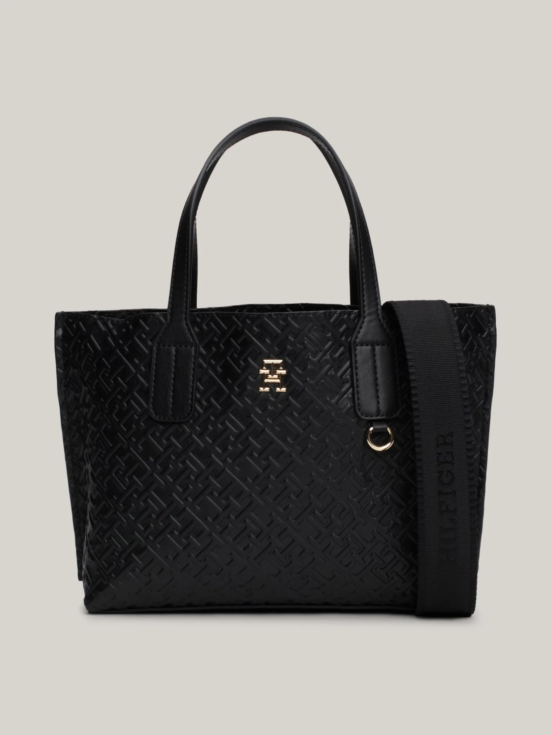 Torebki Tote*Tommy Hilfiger Torba Typu Tote Z Wytłoczonym Monogramem TH BLACK