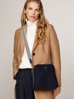 Torby-Worki*Tommy Hilfiger Torebka Bucket Z Mieszanki Wełny TH Monogram SPACE BLUE
