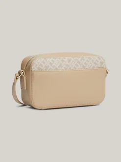 Torebki Na Pasku*Tommy Hilfiger Torebka Na Aparat TH Jaquard Z Monogramem BEIGE