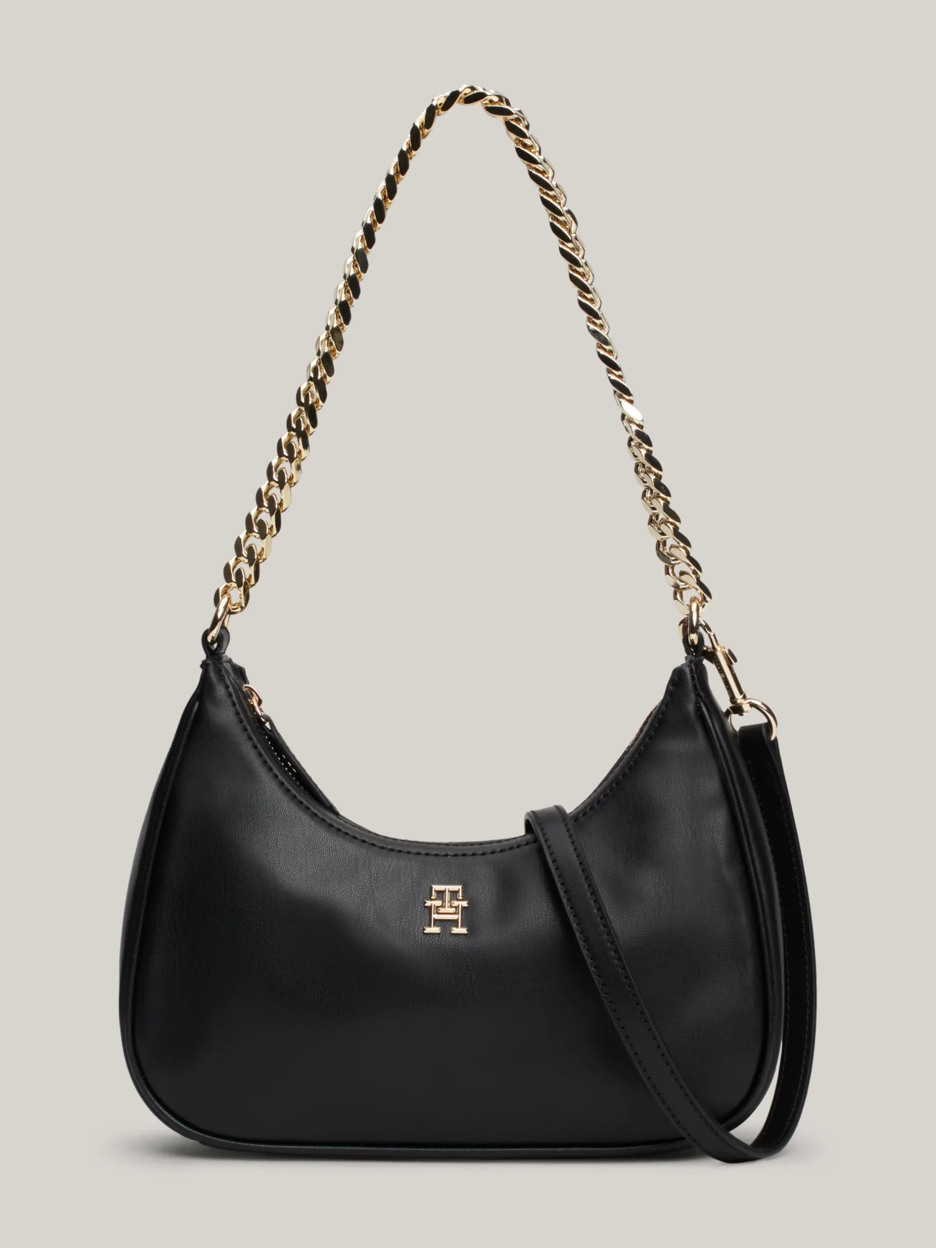 Torby Na Ramię*Tommy Hilfiger Torebka Na Grubym łańcuszku TH Monogram BLACK