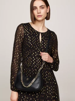 Torby Na Ramię*Tommy Hilfiger Torebka Na Grubym łańcuszku TH Monogram BLACK
