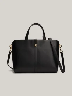 Torebki Tote*Tommy Hilfiger Torebka Na Pasku Heritage Z Plakietką BLACK