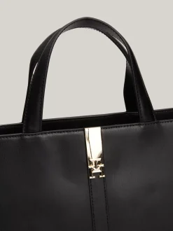 Torebki Tote*Tommy Hilfiger Torebka Na Pasku Heritage Z Plakietką BLACK