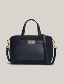 Torebki Na Pasku*Tommy Hilfiger Torebka Na Pasku Heritage Z Mieszanki Wełny SPACE BLUE