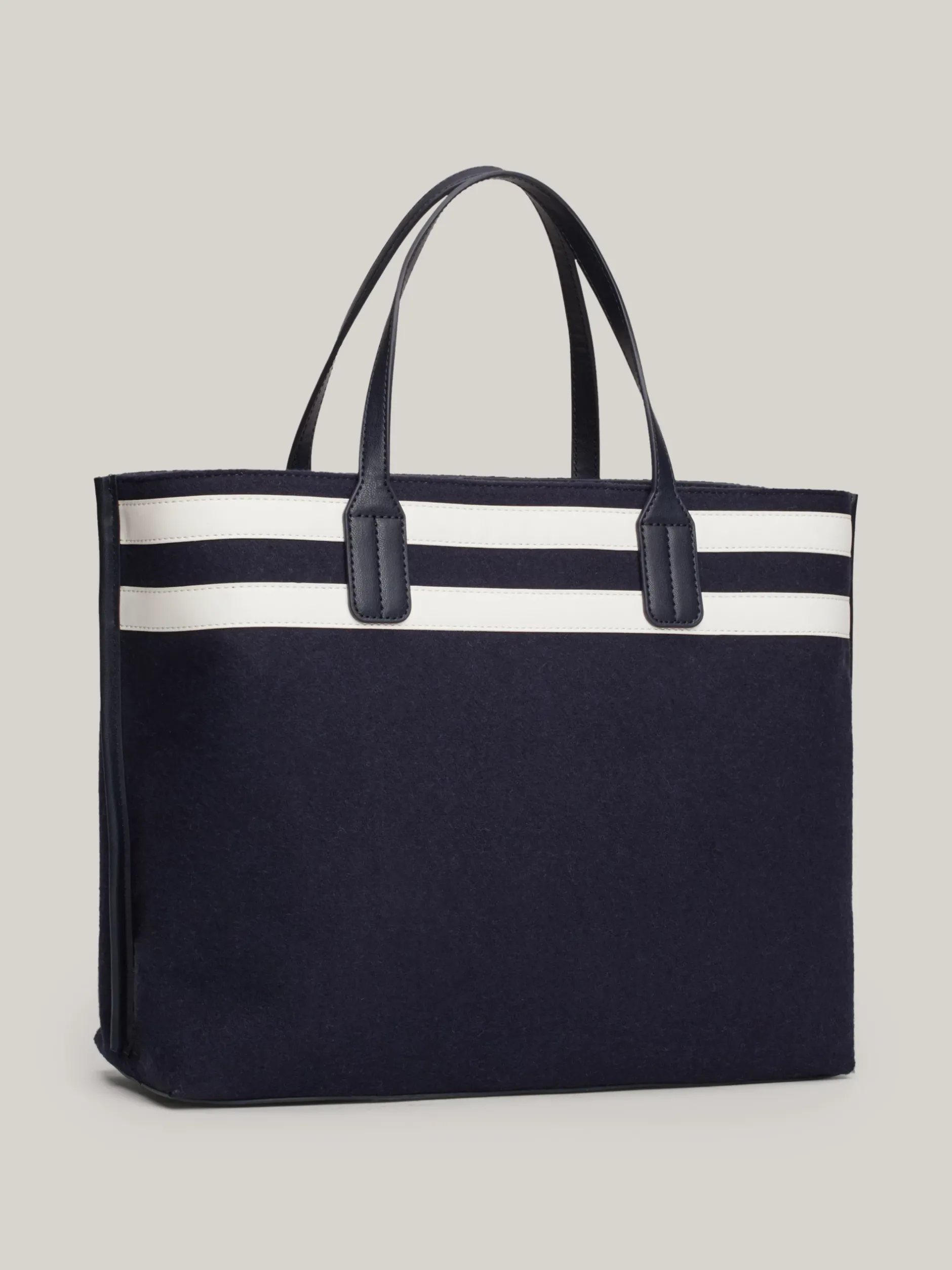 Torebki-Worki*Tommy Hilfiger Torebka Na Pasku Z Mieszanki Wełny TH Mongoram SPACE BLUE