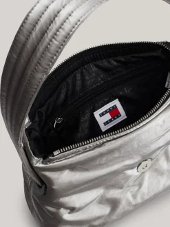 Torby Na Ramię*Tommy Hilfiger Torebka Na Ramię O Metalicznym Wykończeniu PEWTER