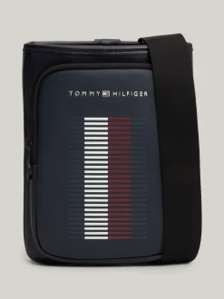 Torebki Na Pasku*Tommy Hilfiger Torebka Na Ramię Z Fakturą Piki Na Kieszonce SPACE BLUE