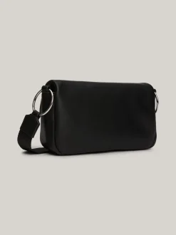 Torebki Na Pasku*Tommy Hilfiger Torebka Na Ramię Z Klapką I Metalowym Logo BLACK