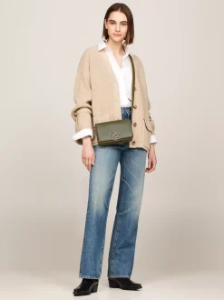 Torebki Na Pasku*Tommy Hilfiger Torebka Na Ramię Z Monogramem TH UTILITY OLIVE