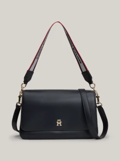 Torby Na Ramię*Tommy Hilfiger Torebka Na Ramię Z Parcianym Paskiem Z Logo SPACE BLUE