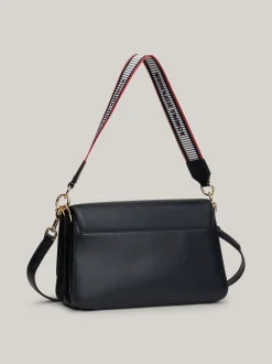Torby Na Ramię*Tommy Hilfiger Torebka Na Ramię Z Parcianym Paskiem Z Logo SPACE BLUE
