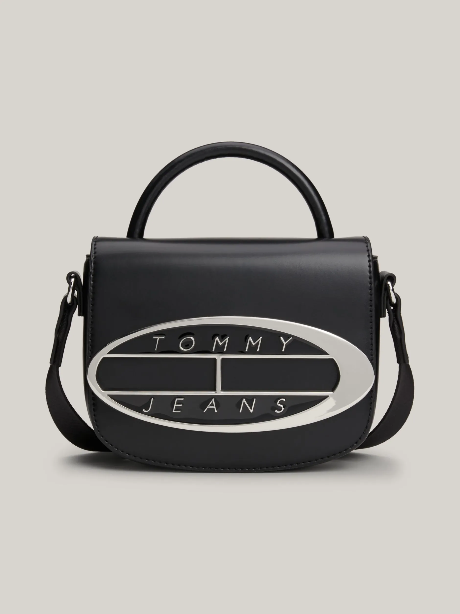 Torebki Na Pasku*Tommy Hilfiger Torebka Na Ramię Z Plakietką Z Logo BLACK