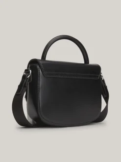 Torebki Na Pasku*Tommy Hilfiger Torebka Na Ramię Z Plakietką Z Logo BLACK