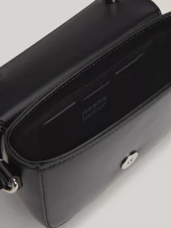 Torebki Na Pasku*Tommy Hilfiger Torebka Na Ramię Z Plakietką Z Logo BLACK