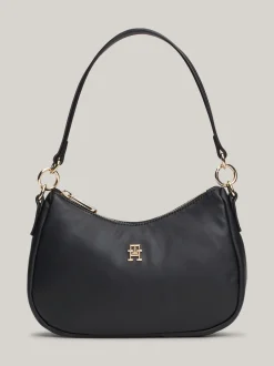 Torby Na Ramię*Tommy Hilfiger Torebka Na Ramię Z Plakietką Z Monogramem TH BLACK