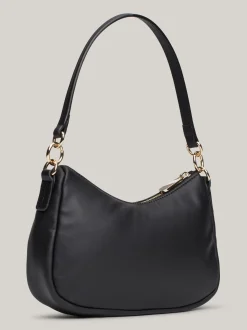 Torby Na Ramię*Tommy Hilfiger Torebka Na Ramię Z Plakietką Z Monogramem TH BLACK