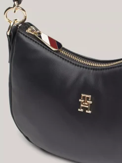 Torby Na Ramię*Tommy Hilfiger Torebka Na Ramię Z Plakietką Z Monogramem TH BLACK