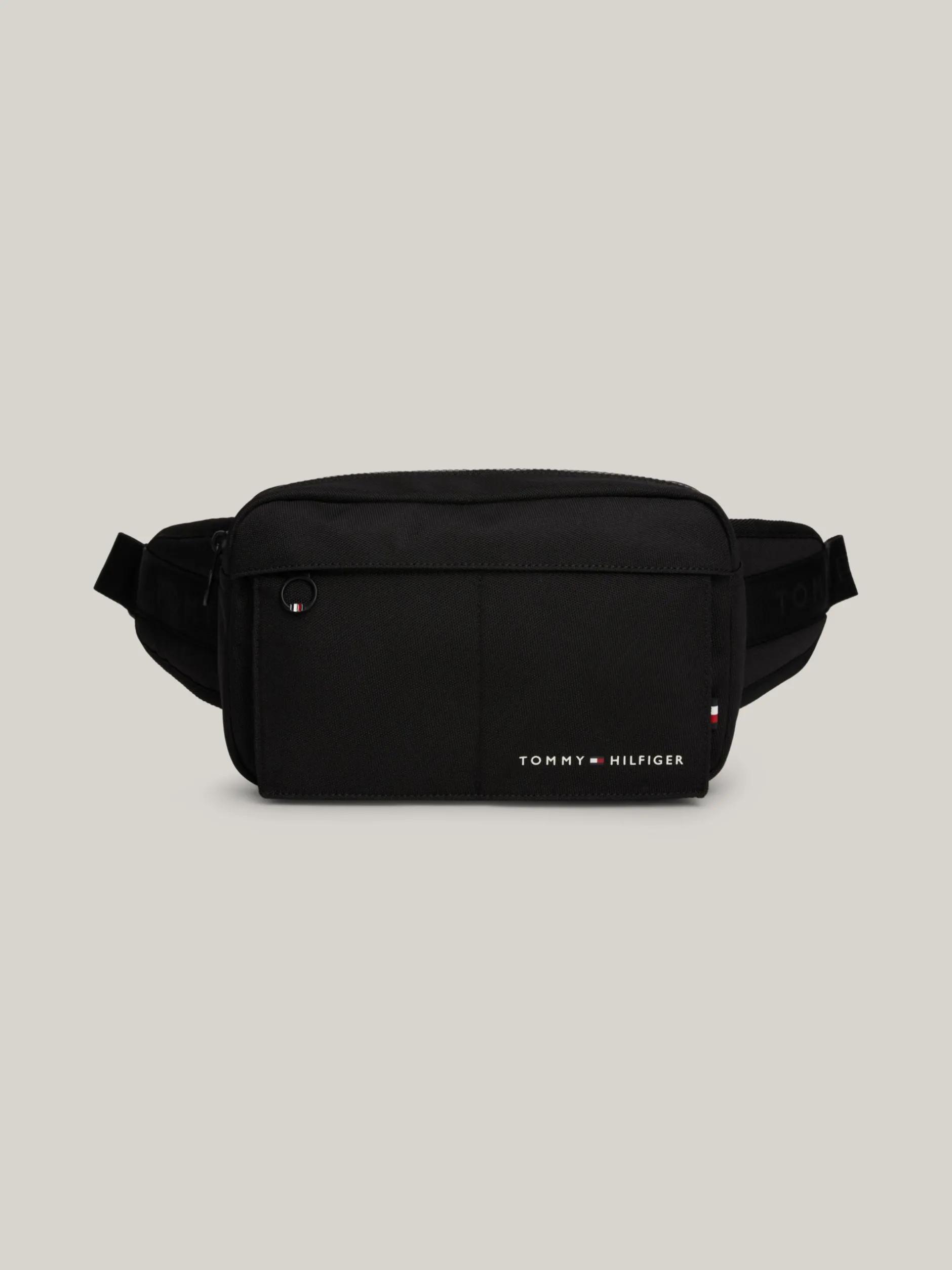 Torebki Na Pasku*Tommy Hilfiger Torebka Na Ramię Z Powtórzonym Logo Na Pasku BLACK