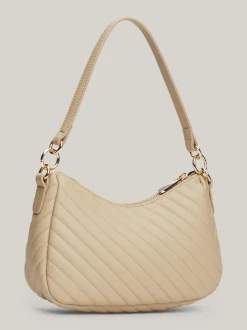 Torby Na Ramię*Tommy Hilfiger Torebka Na Ramię Z Przeszyciami TH Monogram BEIGE