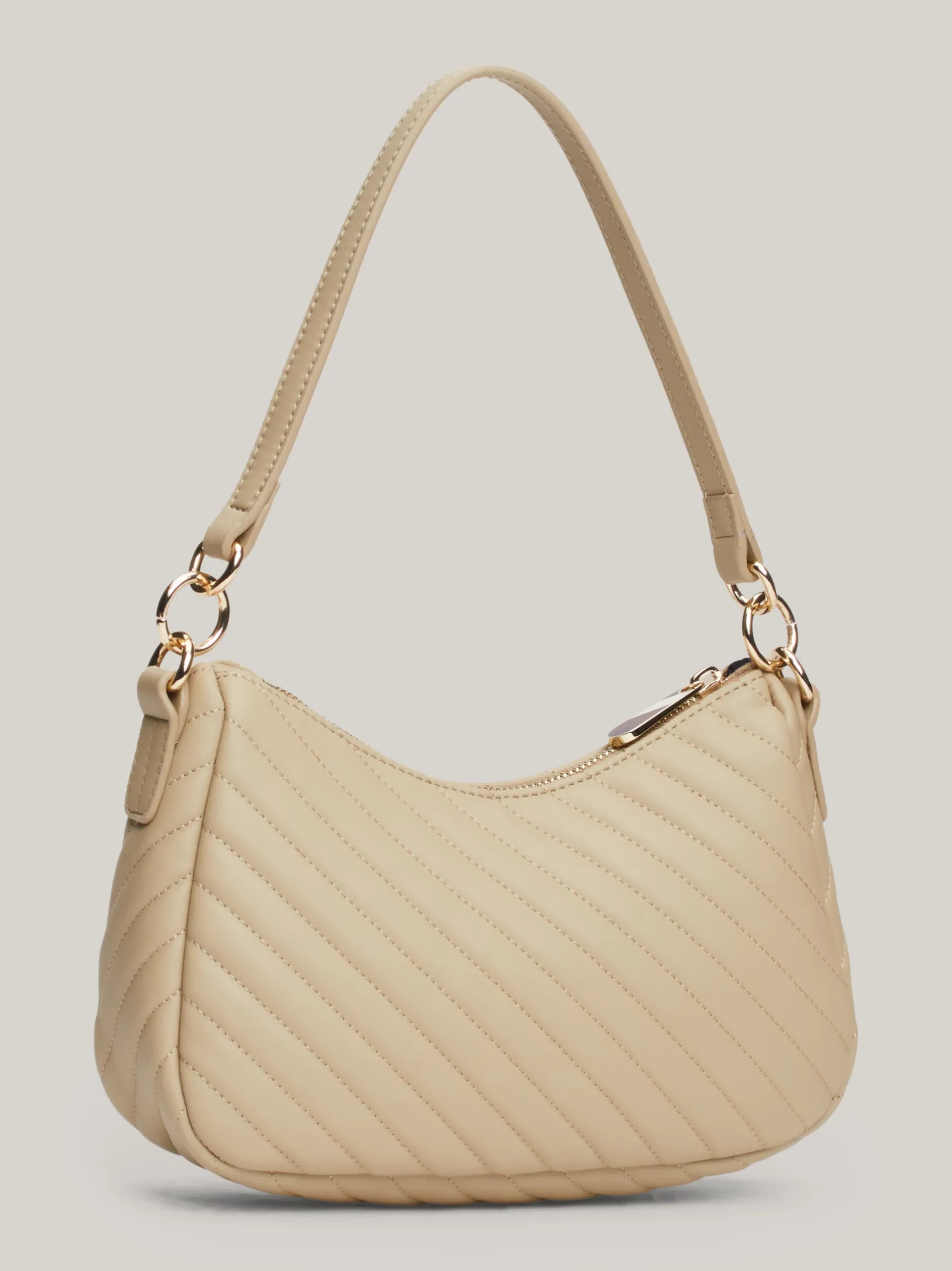 Torby Na Ramię*Tommy Hilfiger Torebka Na Ramię Z Przeszyciami TH Monogram BEIGE