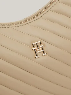 Torby Na Ramię*Tommy Hilfiger Torebka Na Ramię Z Przeszyciami TH Monogram BEIGE