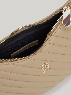 Torby Na Ramię*Tommy Hilfiger Torebka Na Ramię Z Przeszyciami TH Monogram BEIGE