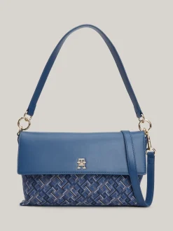 Torby Na Ramię*Tommy Hilfiger Torebka Na Ramię Z Płótna W żakardowy Wzór FOSSIL BLUE MONO