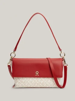 Torby Na Ramię*Tommy Hilfiger Torebka Na Ramię Z Płótna W żakardowy Wzór DARK MAGMA/NEUTRAL MONO